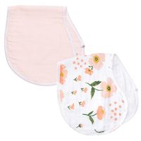 Maccie 2-in-1 Burp Cloth + Bib - Poppy Flower / Blush